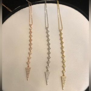 Fun triangular necklaces- rose gold, white gold yellow gold